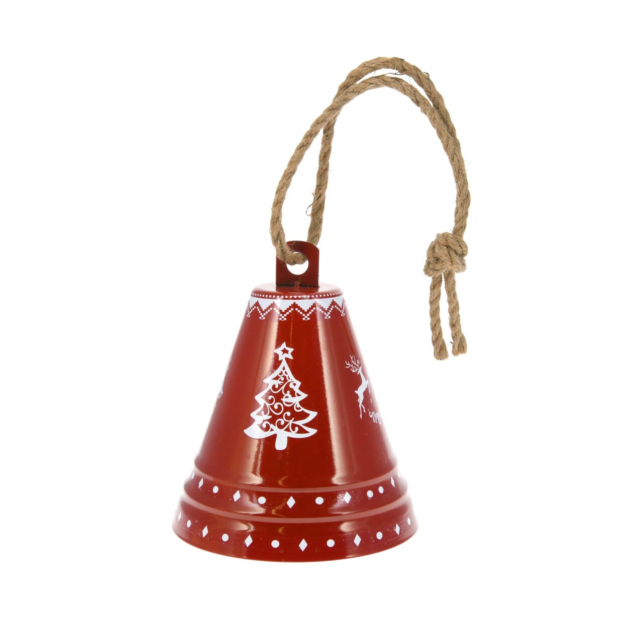 Clopotel decorativ Xmas Tree v1, Excellent Houseware, 19x23 cm, fier/iuta, rosu - imagine 3